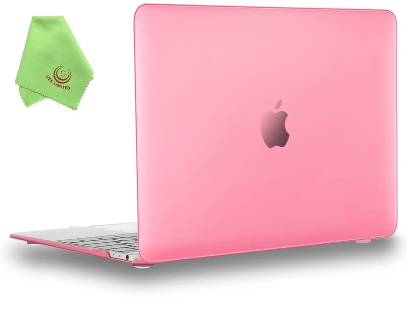 UESWILL Smooth Soft Touch Matte Hard Shell Case Cover Compatible with MacBook 12 inch with Retina Display (Model: A1534) + Microfibre Cleaning Cloth, Pink - Image 1